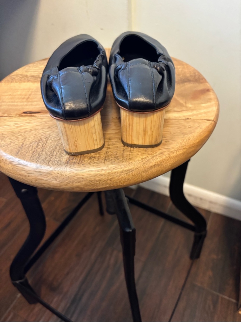 Robert Clergerie designer Black Leather Block Heel Ballet Flats - Picture 5 of 9
